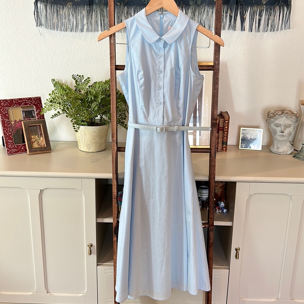 Gal meets glam crisp blue dress
